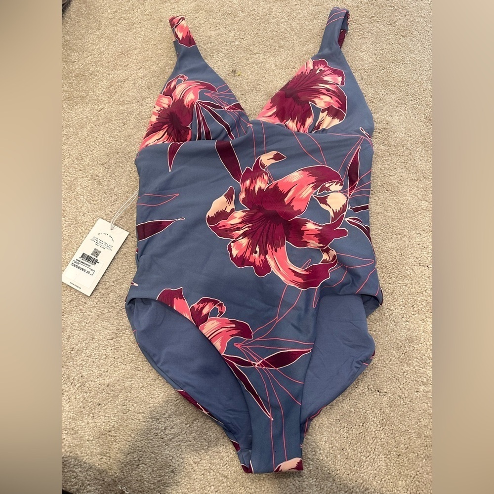 MAAJI women’s one piece lavender tropical floral swimsuit swimwear Large NWT